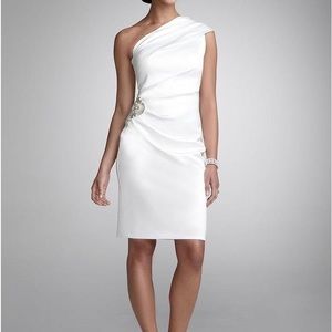 STRETCH SATIN ONE SHOULDER DRESS, David’s Bridal